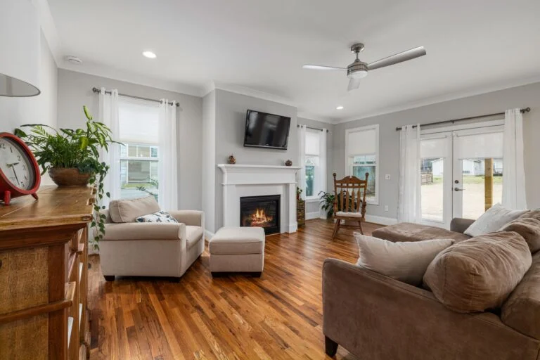 Living room with fireplace