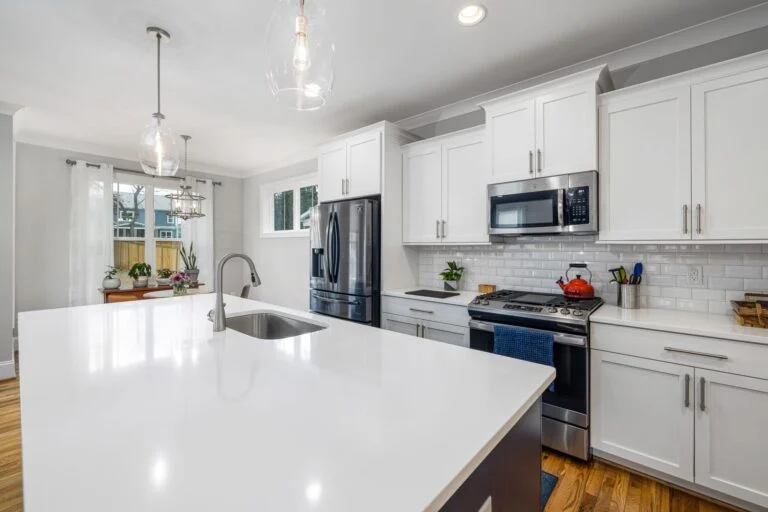 White kitchen with island