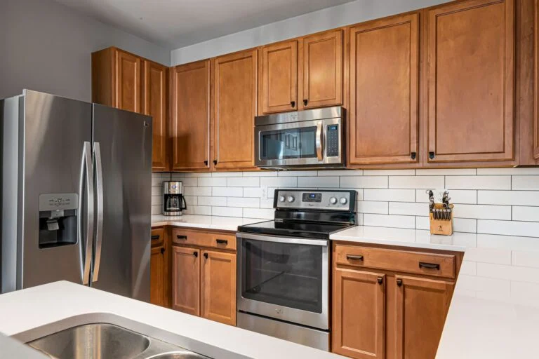 Kitchen with wood cabinets