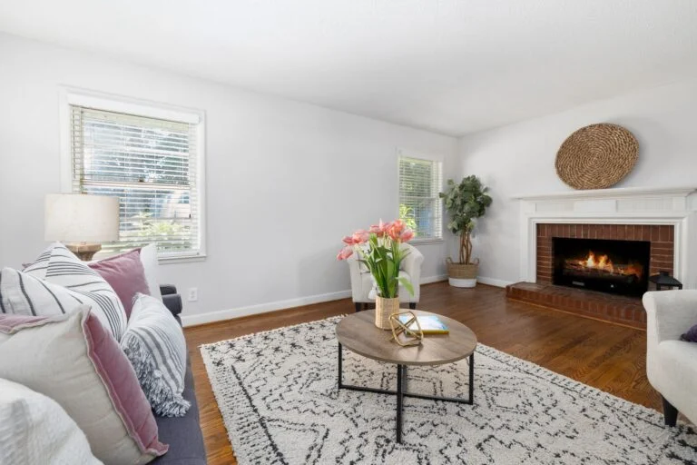 Living room with fireplace