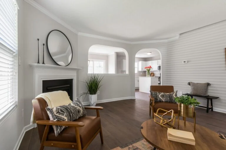 Living room with fireplace