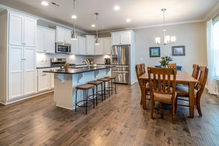 Kitchen and dining with island