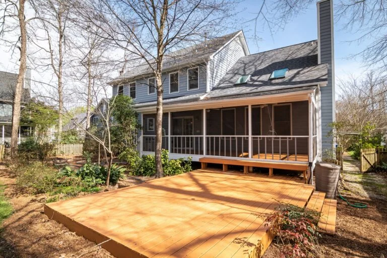 Screened back porch and yard